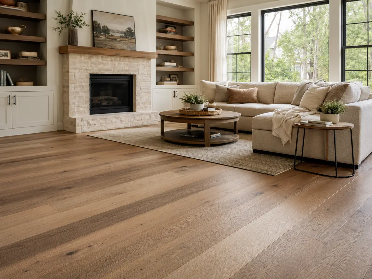 Laminate flooring in a family living room