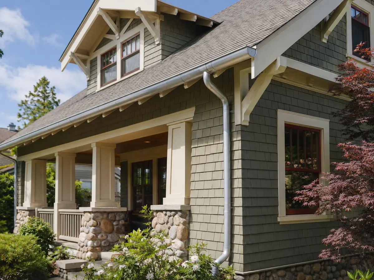 Craftsman home with half-round gutters
