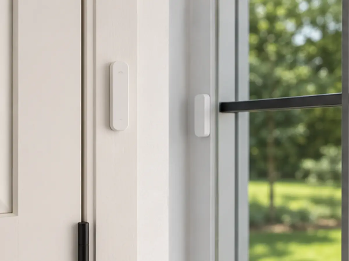 Entry sensors installed on a residential window