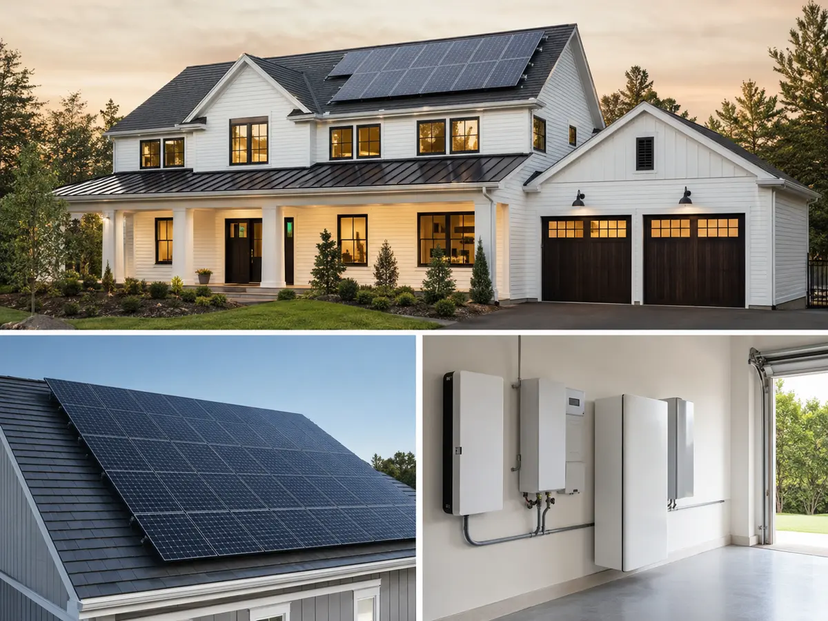 Hybrid home solar panels with battery and inverter equipment