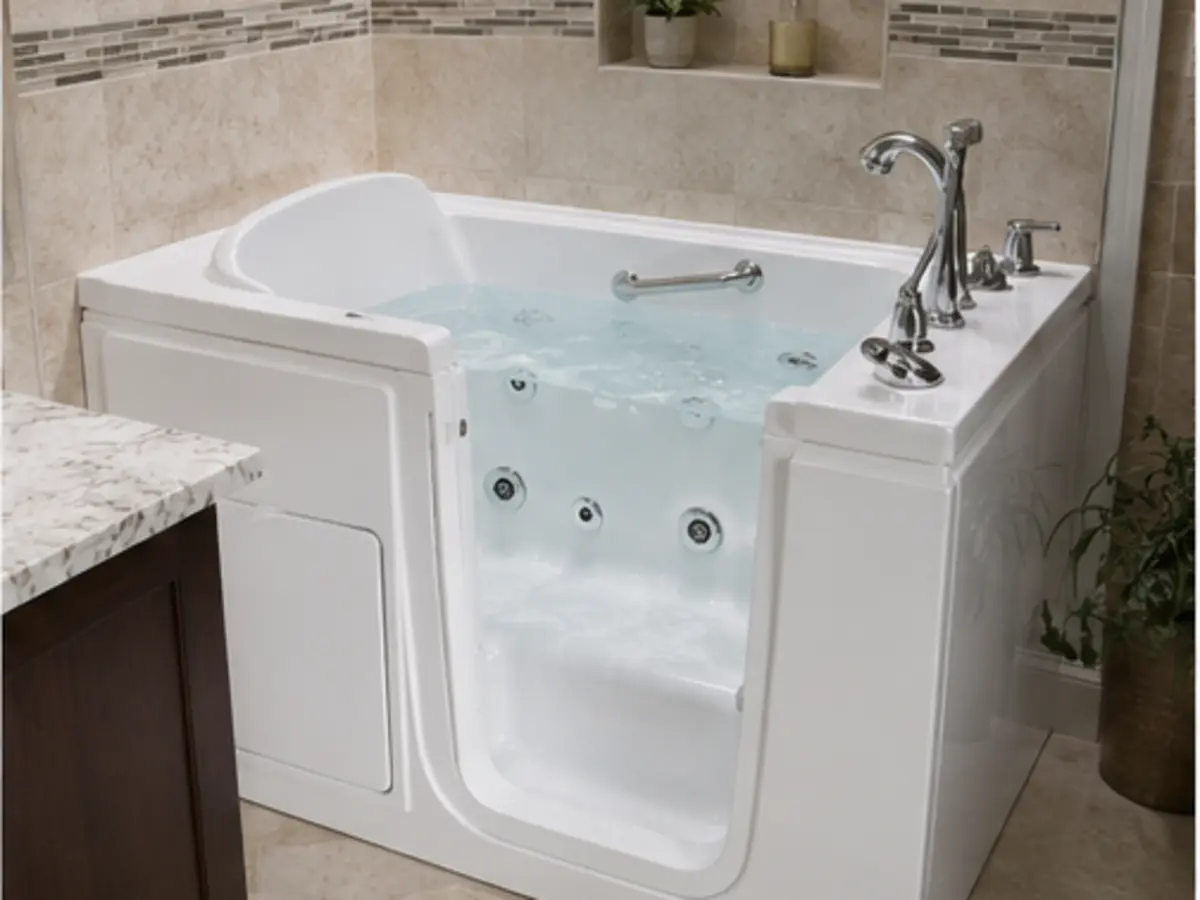 Hydrotherapy walk-in bathtub with water jets