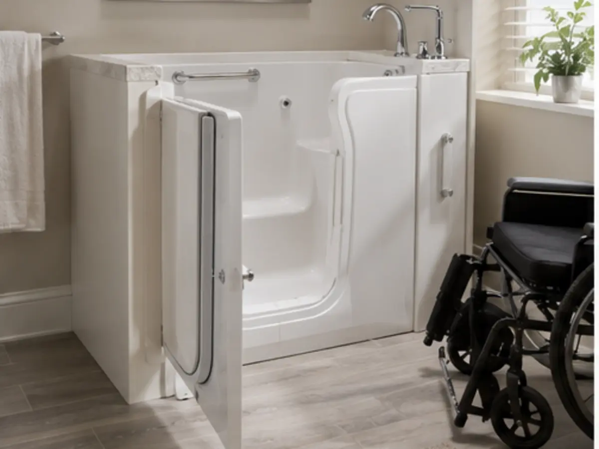 Wheelchair-accessible walk-in bathtub